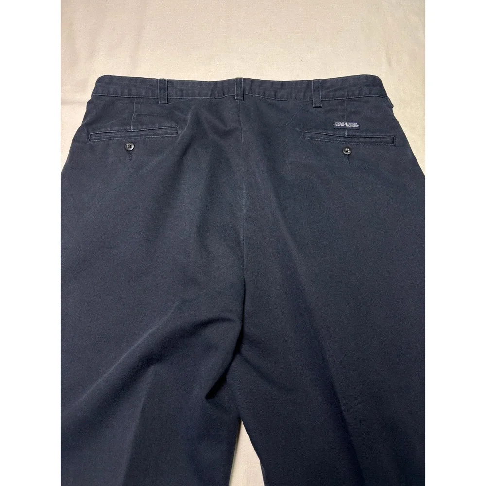 Vintage Polo Ralph Lauren Mens Classic Fit Pleated Chinos Dark Gray 35x30 Cotton